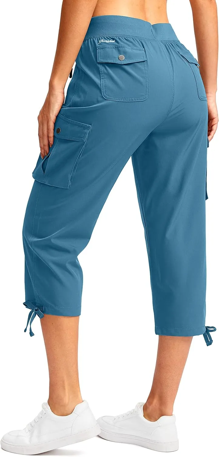 Soothfeel Women's Cargo Capris Pants with 6 Pockets Lightweight Quick Dry Travel Hiking Summer Pants for Women Casual