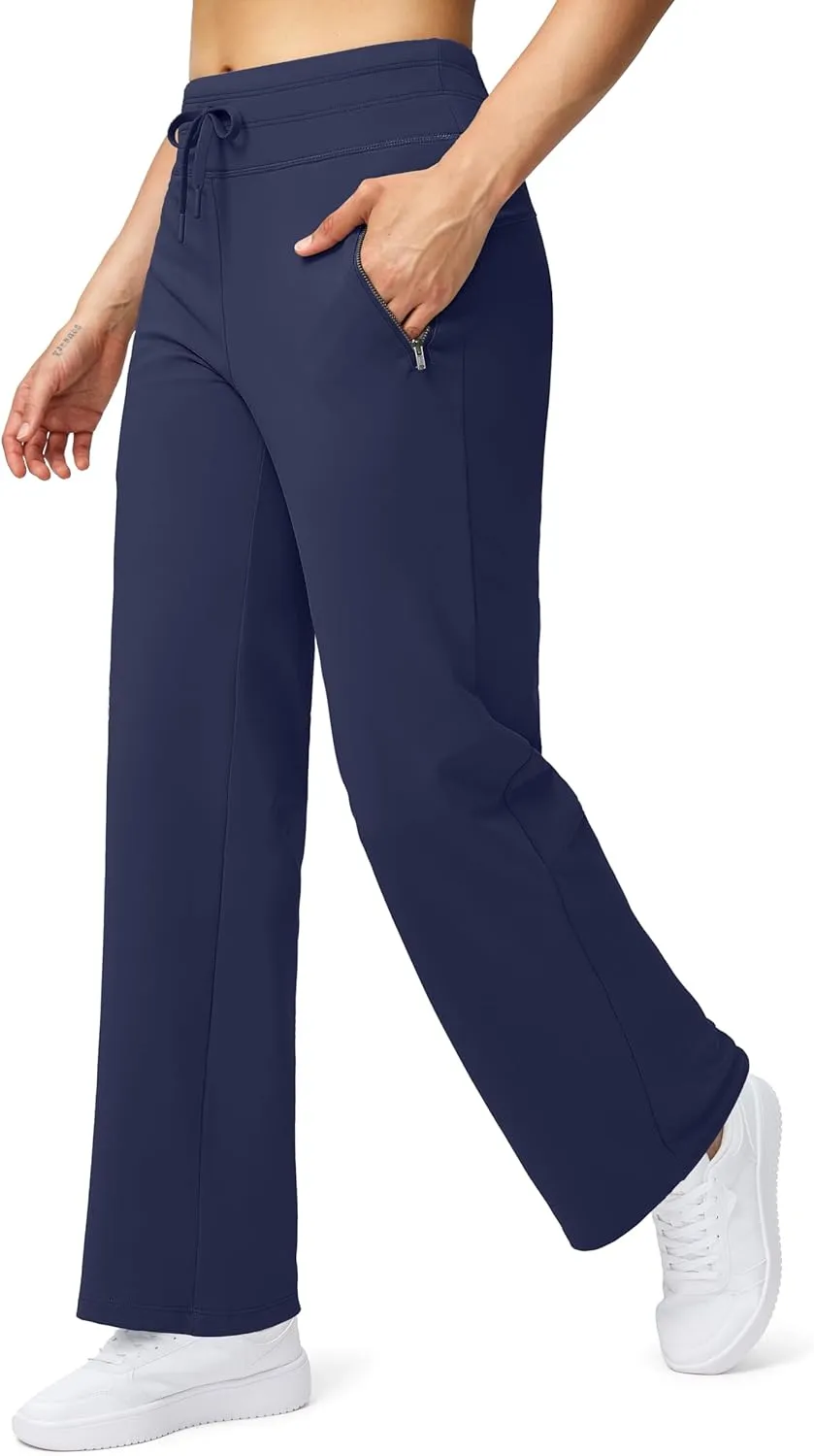 Soothfeel Women's Fleece Lined Pants High Waisted Zipper Pockets Winter Warm Thermal Sweatpants Snow Ski Hiking Lounge Pants