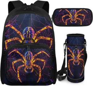 Spider Backpack with Lunch Box Kids Boys Comfortable 2nd Grade Backpack Boys Heavy Duty 4 in 1 Set Kids Bookbag for Elementary Children Heavy Duty Tween School Bag
