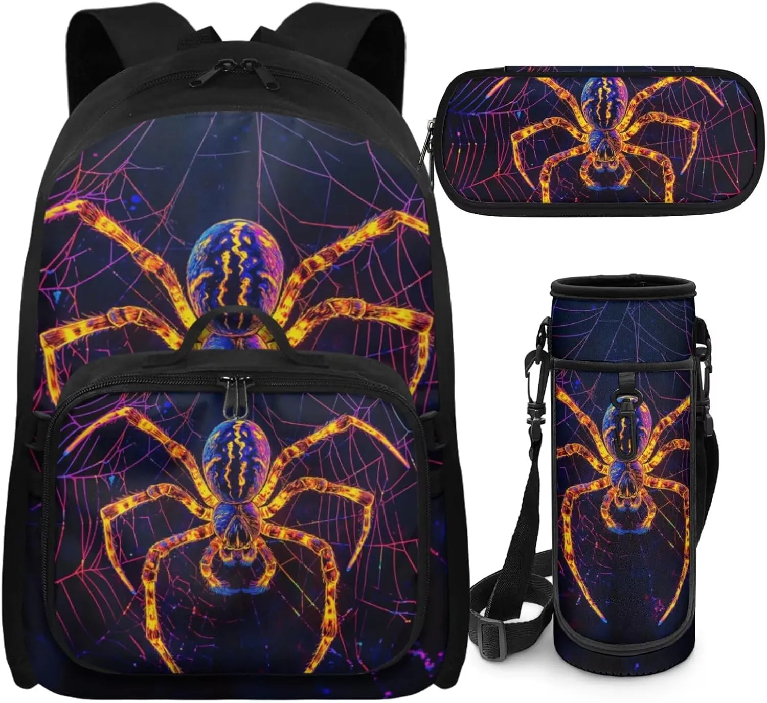 Spider Backpack with Lunch Box Kids Boys Comfortable 2nd Grade Backpack Boys Heavy Duty 4 in 1 Set Kids Bookbag for Elementary Children Heavy Duty Tween School Bag