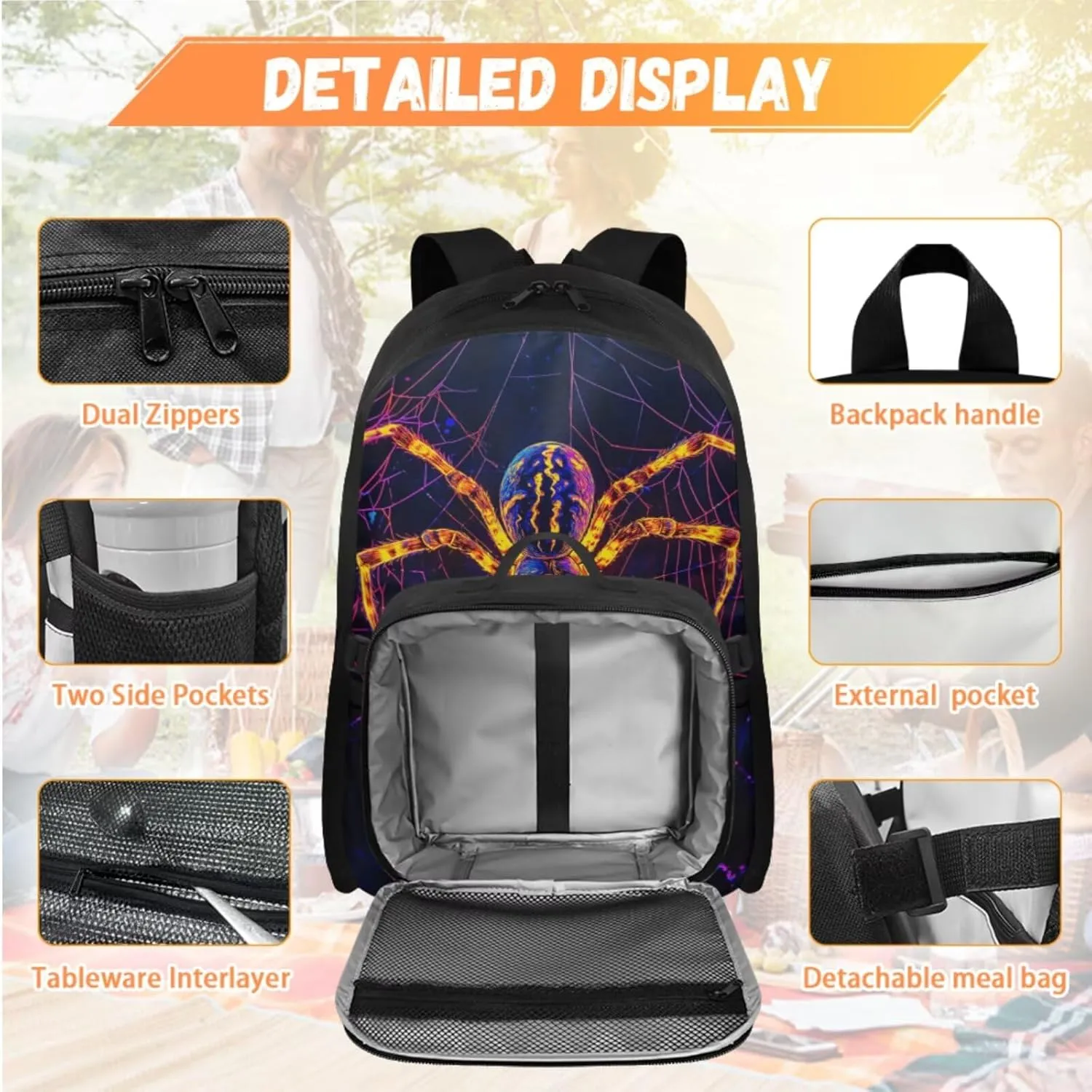 Spider Backpack with Lunch Box Kids Boys Comfortable 2nd Grade Backpack Boys Heavy Duty 4 in 1 Set Kids Bookbag for Elementary Children Heavy Duty Tween School Bag