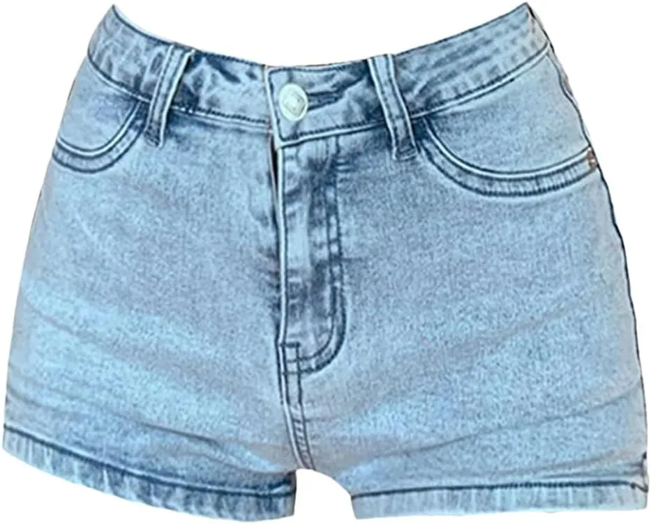 Spring Summer Distressed Hem Denim Shorts Women Retro Ripped Edgy Y2k Baggy Hot Pants