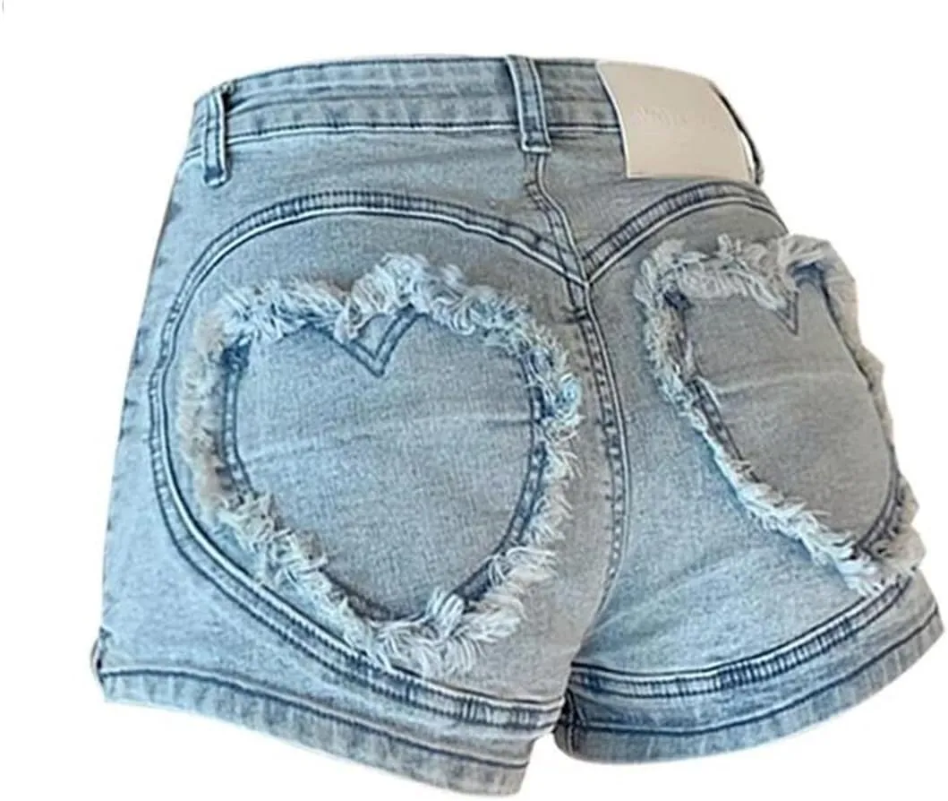 Spring Summer Distressed Hem Denim Shorts Women Retro Ripped Edgy Y2k Baggy Hot Pants