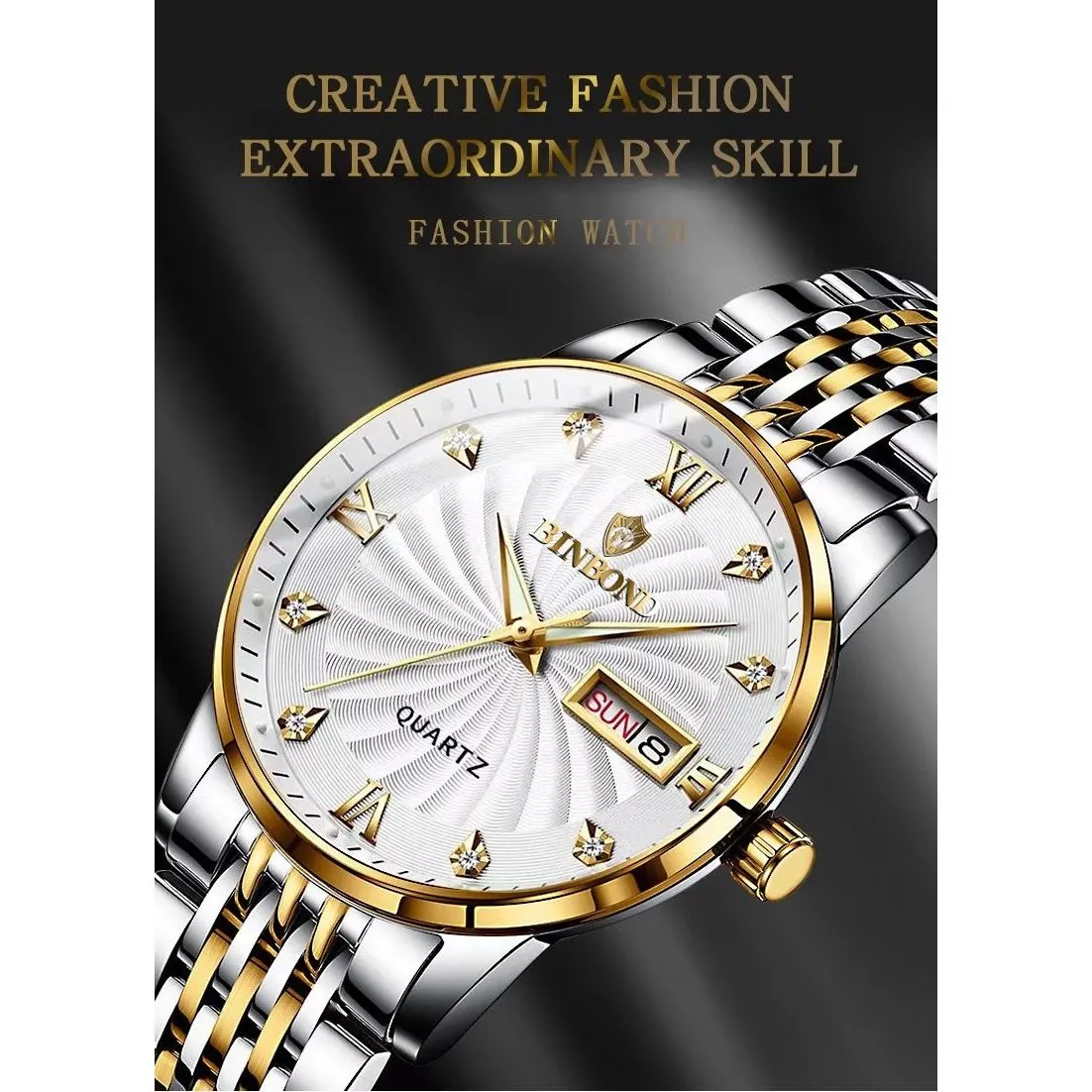 SteelLux Precision Calendar Quartz Casual Waterproof Watch