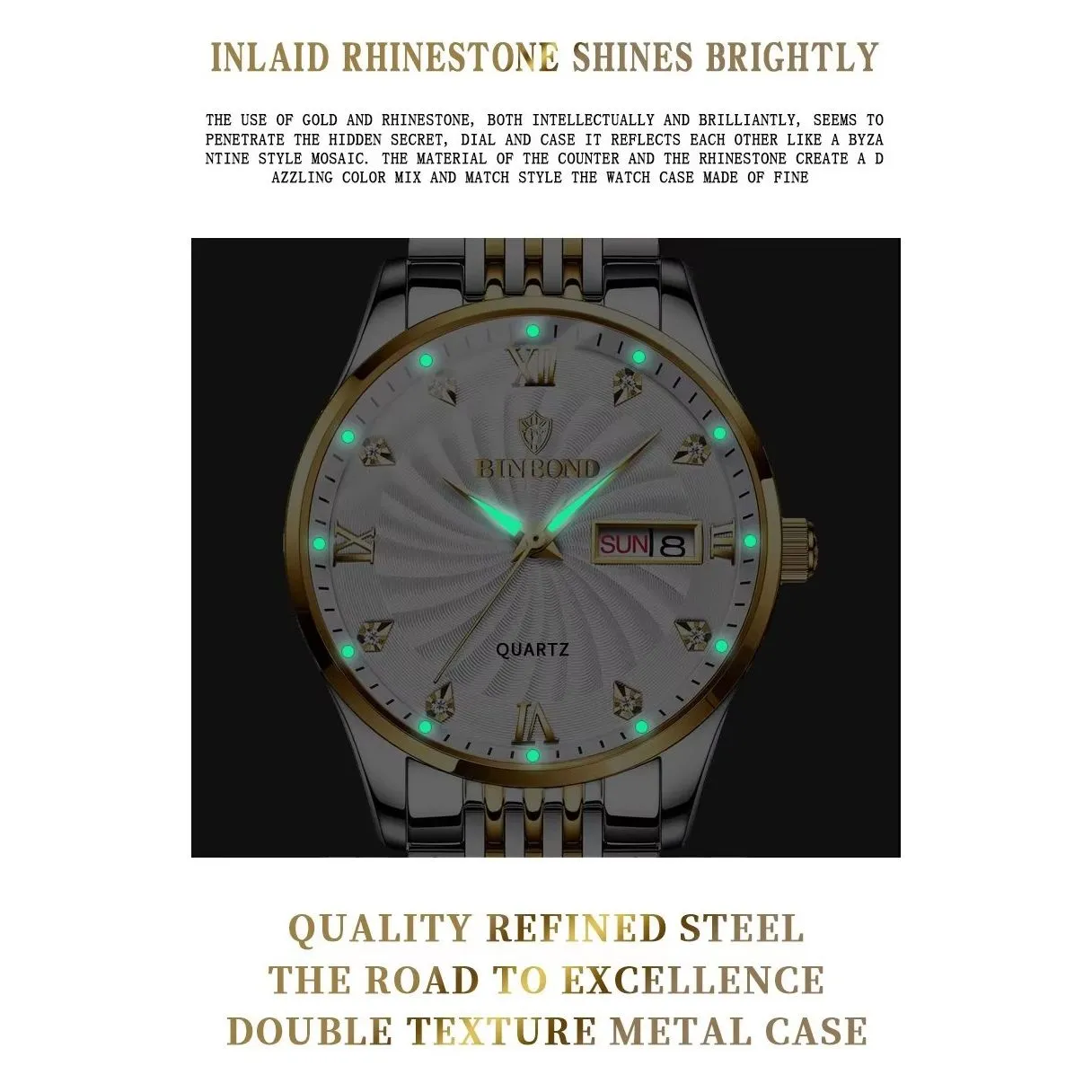 SteelLux Precision Calendar Quartz Casual Waterproof Watch