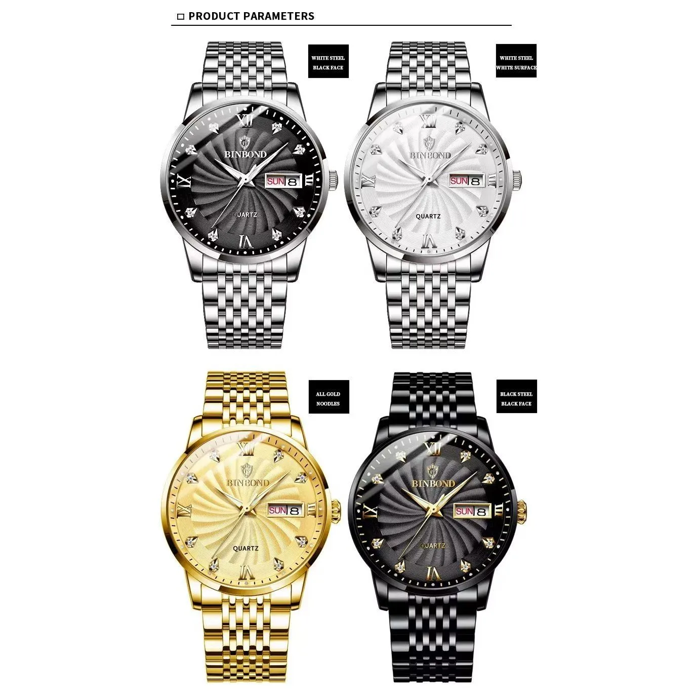 SteelLux Precision Calendar Quartz Casual Waterproof Watch
