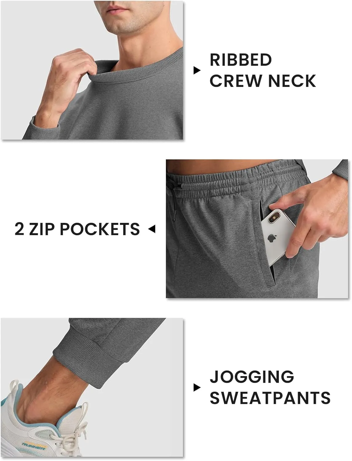 TBMPOY Mens Sweatsuits 2 Piece Set Tracksuits Jogging Outfits Long Sleeve Tops Jogger Pants Sweat Track Suits Casual Athletic
