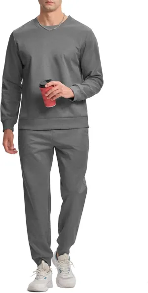 TBMPOY Mens Sweatsuits 2 Piece Set Tracksuits Jogging Outfits Long Sleeve Tops Jogger Pants Sweat Track Suits Casual Athletic