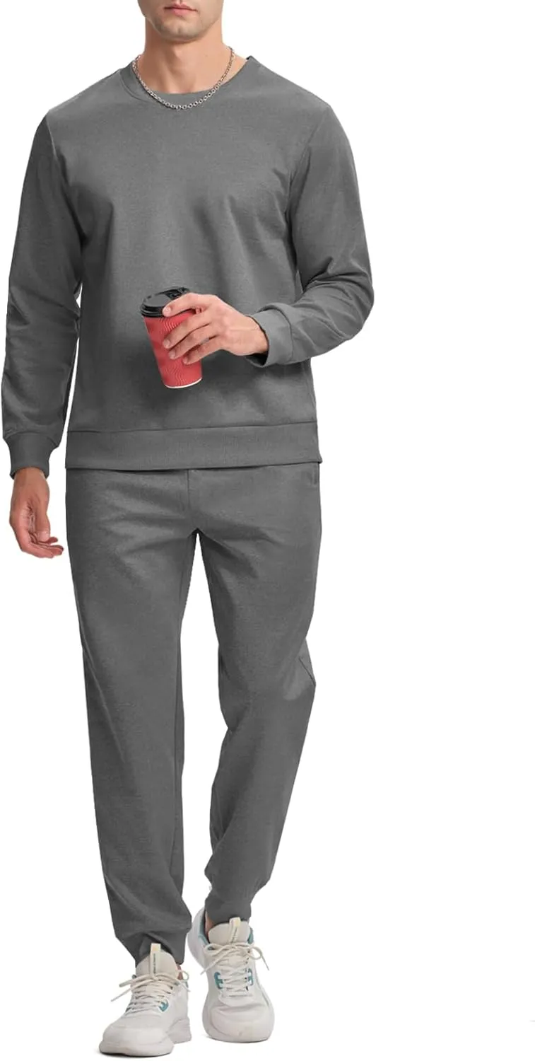 TBMPOY Mens Sweatsuits 2 Piece Set Tracksuits Jogging Outfits Long Sleeve Tops Jogger Pants Sweat Track Suits Casual Athletic