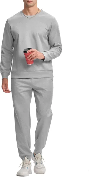 TBMPOY Mens Sweatsuits 2 Piece Set Tracksuits Jogging Outfits Long Sleeve Tops Jogger Pants Sweat Track Suits Casual Athletic