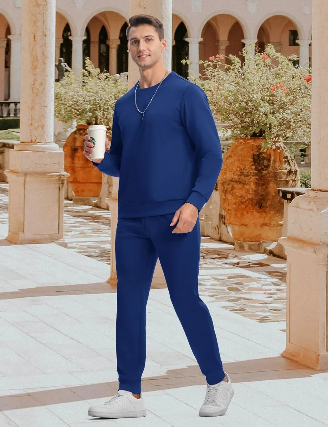 TBMPOY Mens Sweatsuits Tracksuits 2 Piece Set Jogging Outfits Long Sleeve Shirts Jogger Pants Sweat Track Suits Casual