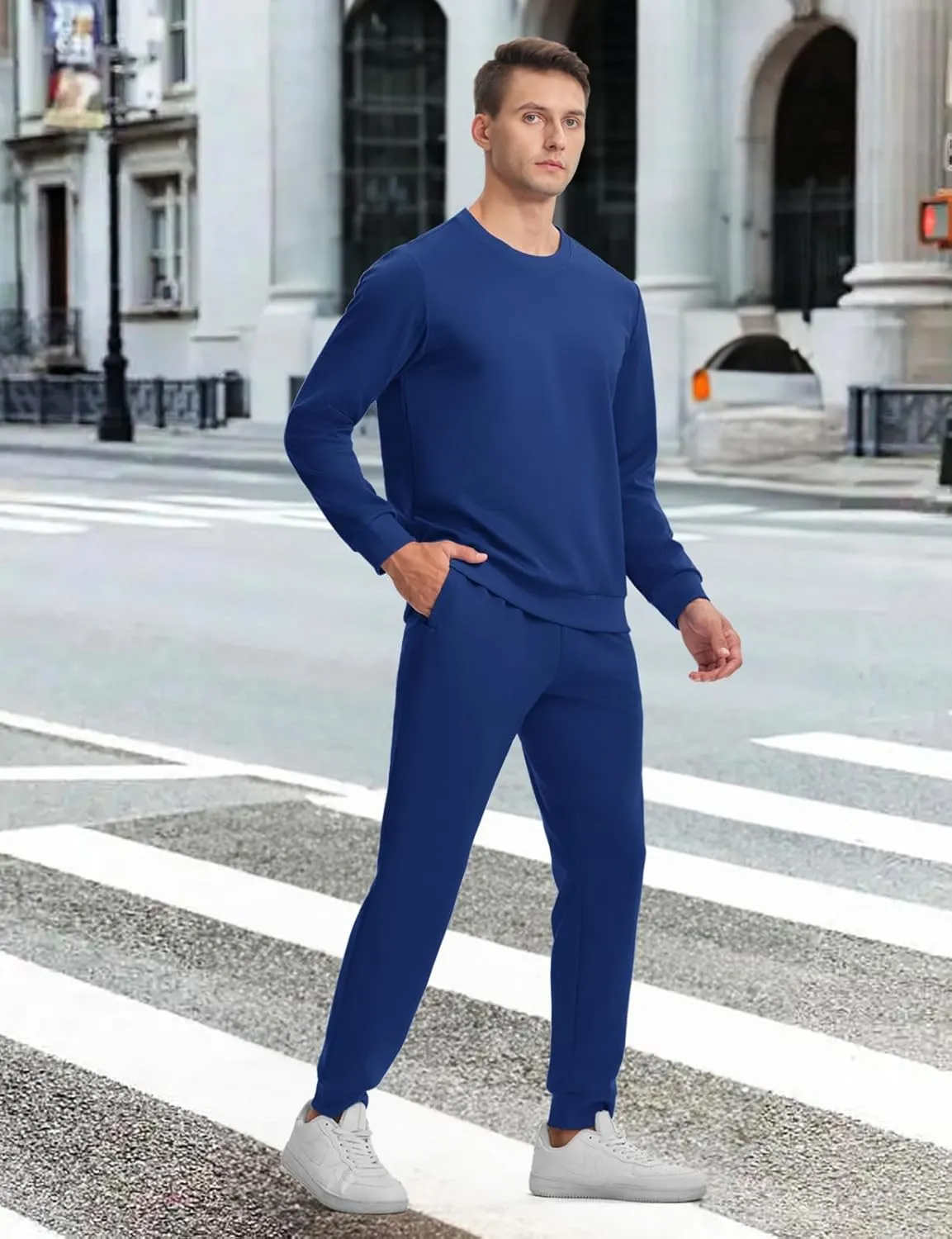 TBMPOY Mens Sweatsuits Tracksuits 2 Piece Set Jogging Outfits Long Sleeve Shirts Jogger Pants Sweat Track Suits Casual