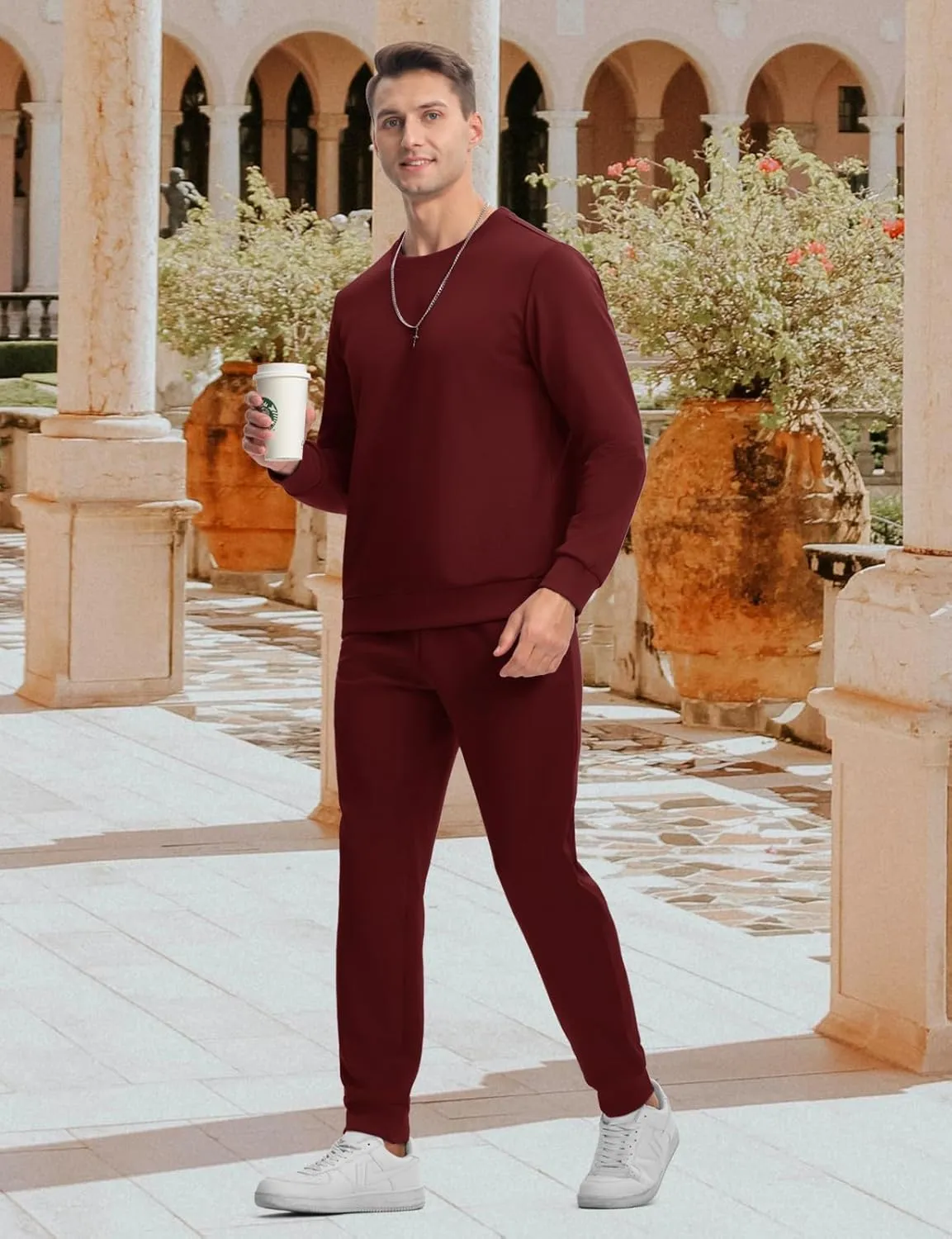 TBMPOY Mens Sweatsuits Tracksuits 2 Piece Set Jogging Outfits Long Sleeve Shirts Jogger Pants Sweat Track Suits Casual