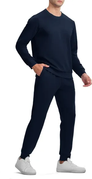 TBMPOY Mens Sweatsuits Tracksuits 2 Piece Set Jogging Outfits Long Sleeve Shirts Jogger Pants Sweat Track Suits Casual