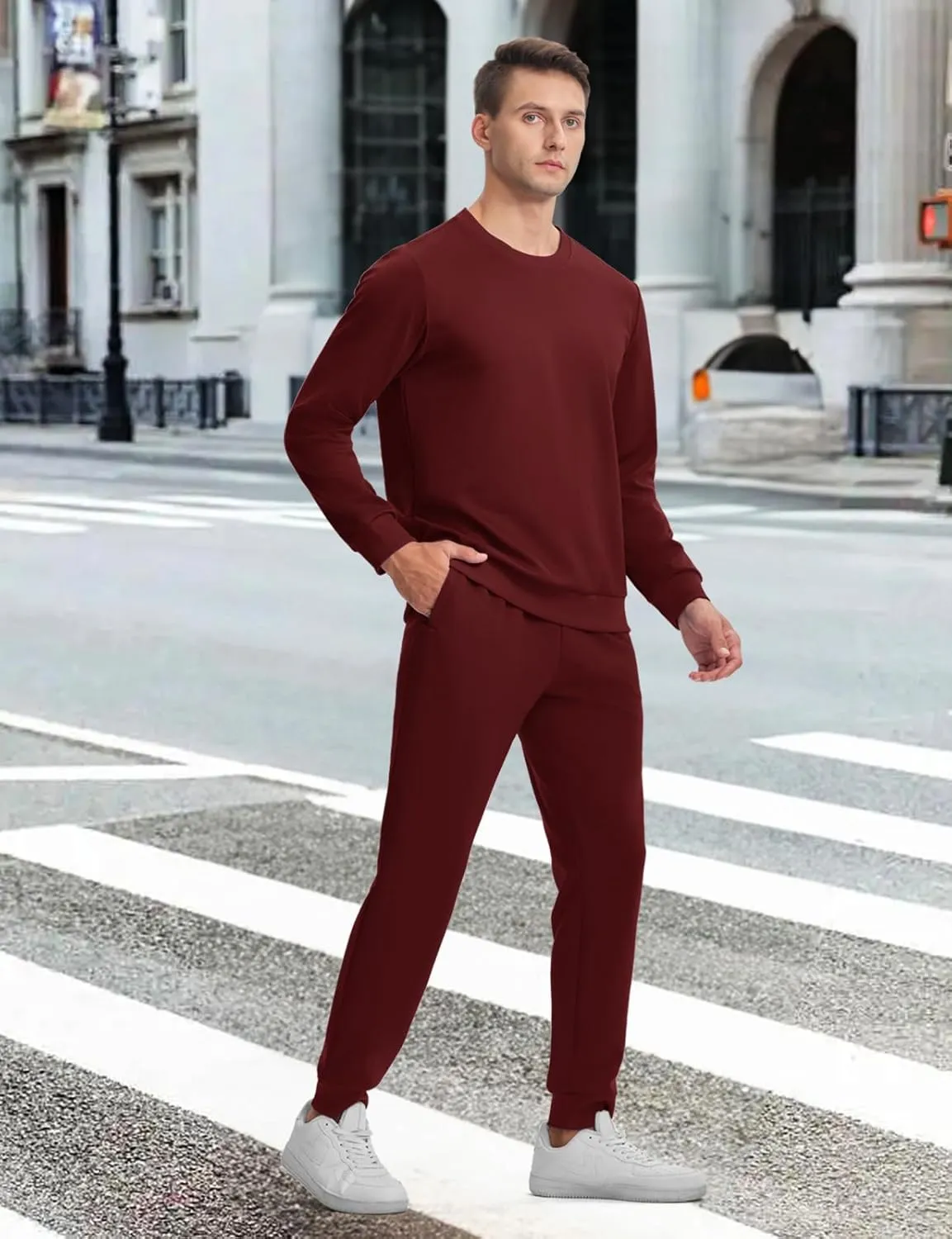 TBMPOY Mens Sweatsuits Tracksuits 2 Piece Set Jogging Outfits Long Sleeve Shirts Jogger Pants Sweat Track Suits Casual