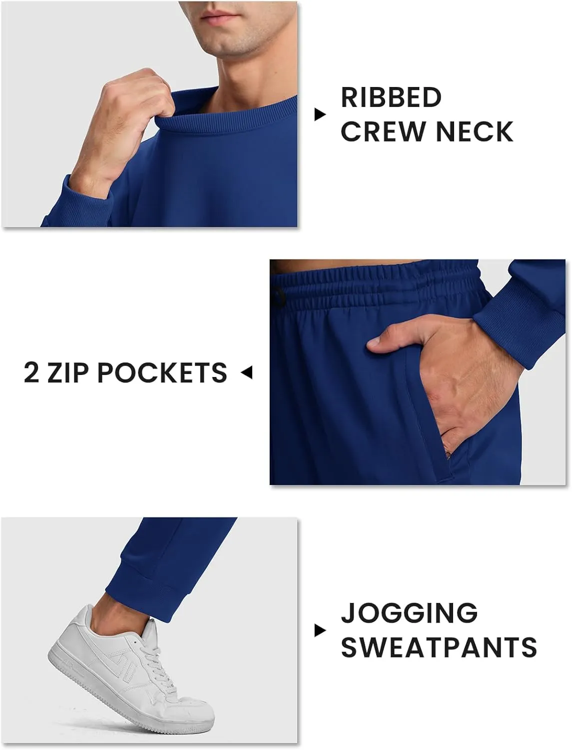 TBMPOY Mens Sweatsuits Tracksuits 2 Piece Set Jogging Outfits Long Sleeve Shirts Jogger Pants Sweat Track Suits Casual