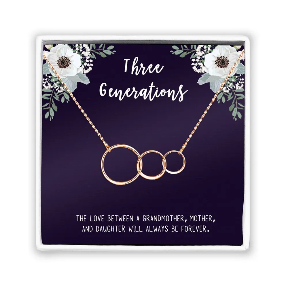 Three Generation Gift for Grandma, Mother, Daughter, Gift for Mom, Gift for Her, Gift for Mother's Day with Gift Box and Ship Next Day! [Silver Triple Infinity Cube , No-Personalized Card]