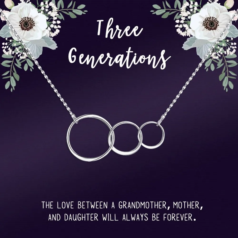 Three Generation Gift for Grandma, Mother, Daughter, Gift for Mom, Gift for Her, Gift for Mother's Day with Gift Box and Ship Next Day! [Silver Triple Infinity Cube , No-Personalized Card]