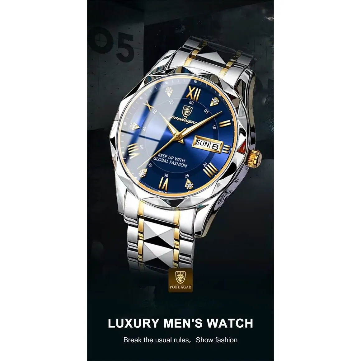 TimeElite Rugged Tungsten Steel Quartz Calendar Watch