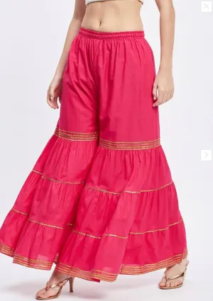 TNQ Women's Stylish and Fashionable Mid-Rise Garara/sharara Palazzo Pants with Elasticated Waist (Free Size)