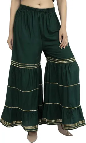 TNQ Women's Stylish and Fashionable Mid-Rise Garara/sharara Palazzo Pants with Elasticated Waist (Free Size)