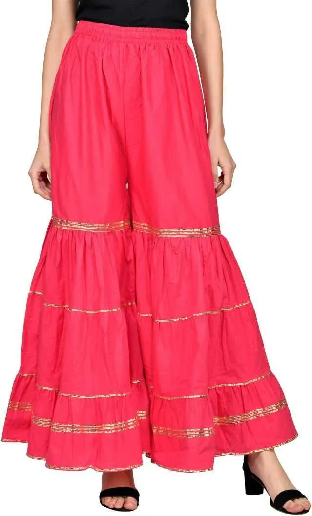 TNQ Women's Stylish and Fashionable Mid-Rise Garara/sharara Palazzo Pants with Elasticated Waist (Free Size)