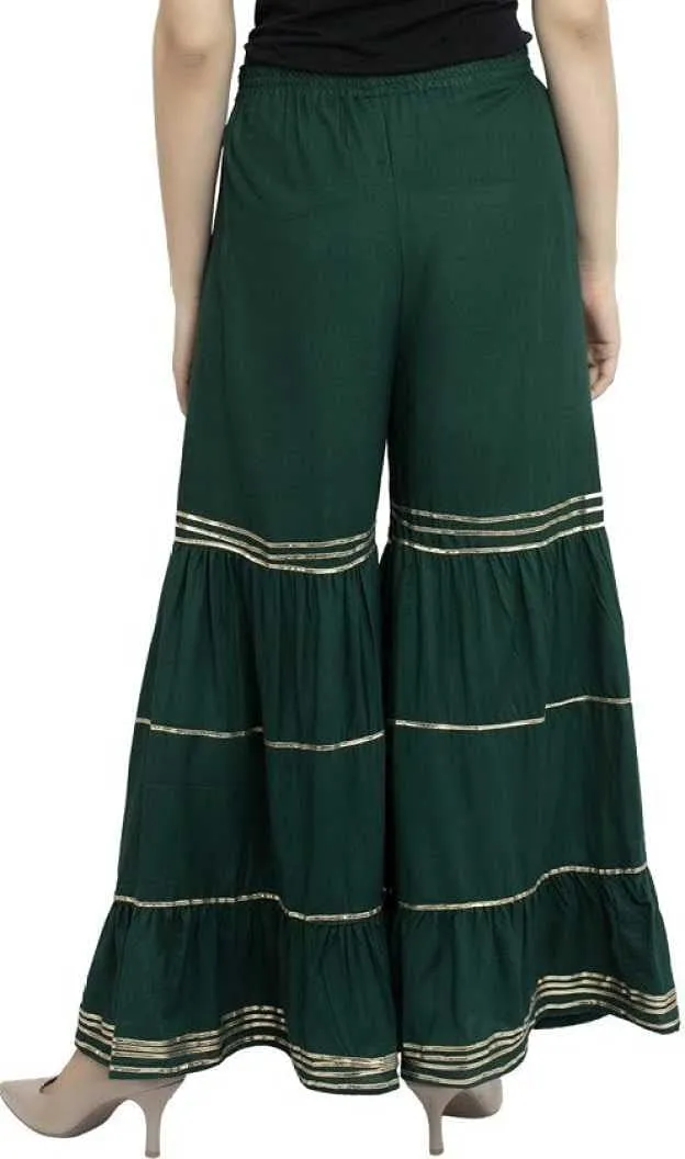 TNQ Women's Stylish and Fashionable Mid-Rise Garara/sharara Palazzo Pants with Elasticated Waist (Free Size)
