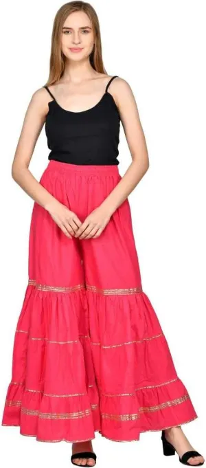 TNQ Women's Stylish and Fashionable Mid-Rise Garara/sharara Palazzo Pants with Elasticated Waist (Free Size)