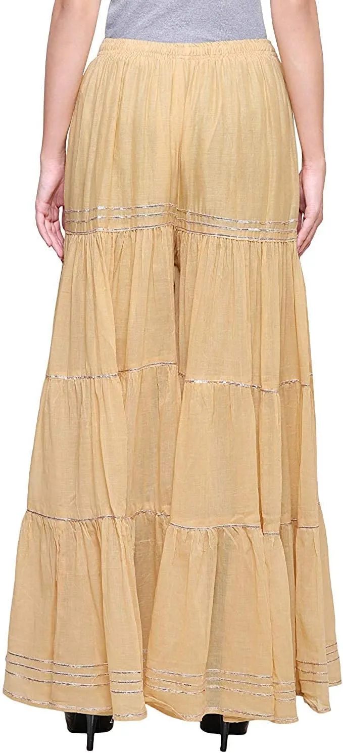 TNQ Women's Stylish and Fashionable Mid-Rise Garara/sharara Palazzo Pants with Elasticated Waist (Free Size)