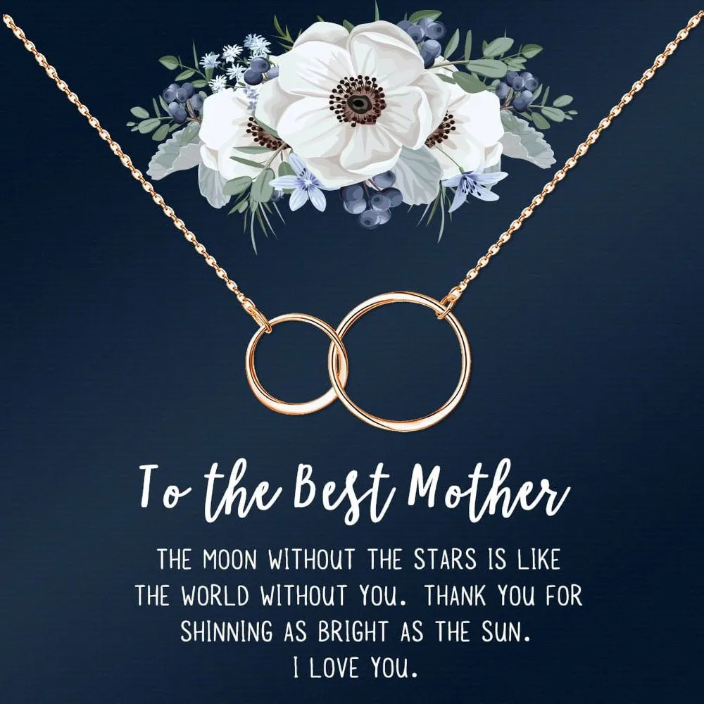 To The Best Mother Mother's Day Gift, Gift for Her, Gift for Her, Mother's Day Jewelry with Card, Card and Necklace Set for Mother's Day, Gift for Mom [Gold Cube, No-Personalized Card]