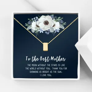To The Best Mother Mother's Day Gift, Gift for Her, Gift for Her, Mother's Day Jewelry with Card, Card and Necklace Set for Mother's Day, Gift for Mom [Gold Cube, No-Personalized Card]
