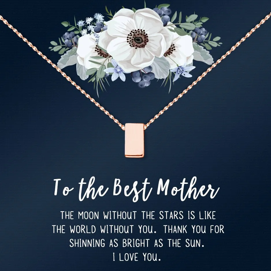 To The Best Mother Mother's Day Gift, Gift for Her, Gift for Her, Mother's Day Jewelry with Card, Card and Necklace Set for Mother's Day, Gift for Mom [Gold Cube, No-Personalized Card]