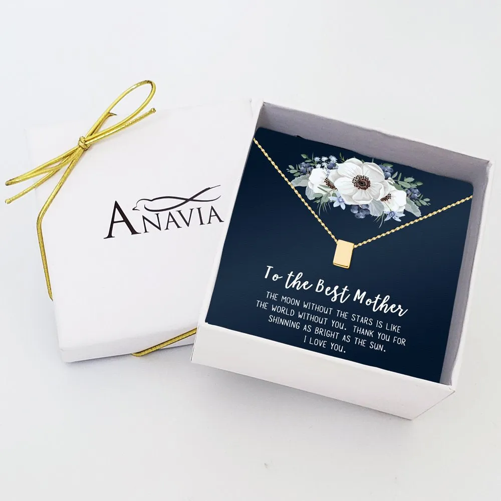 To The Best Mother Mother's Day Gift, Gift for Her, Gift for Her, Mother's Day Jewelry with Card, Card and Necklace Set for Mother's Day, Gift for Mom [Gold Cube, No-Personalized Card]