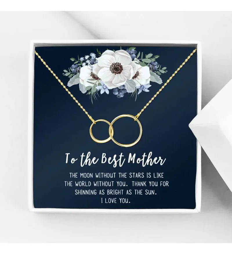 To The Best Mother Mother's Day Gift, Gift for Her, Gift for Her, Mother's Day Jewelry with Card, Card and Necklace Set for Mother's Day, Gift for Mom [Gold Cube, No-Personalized Card]