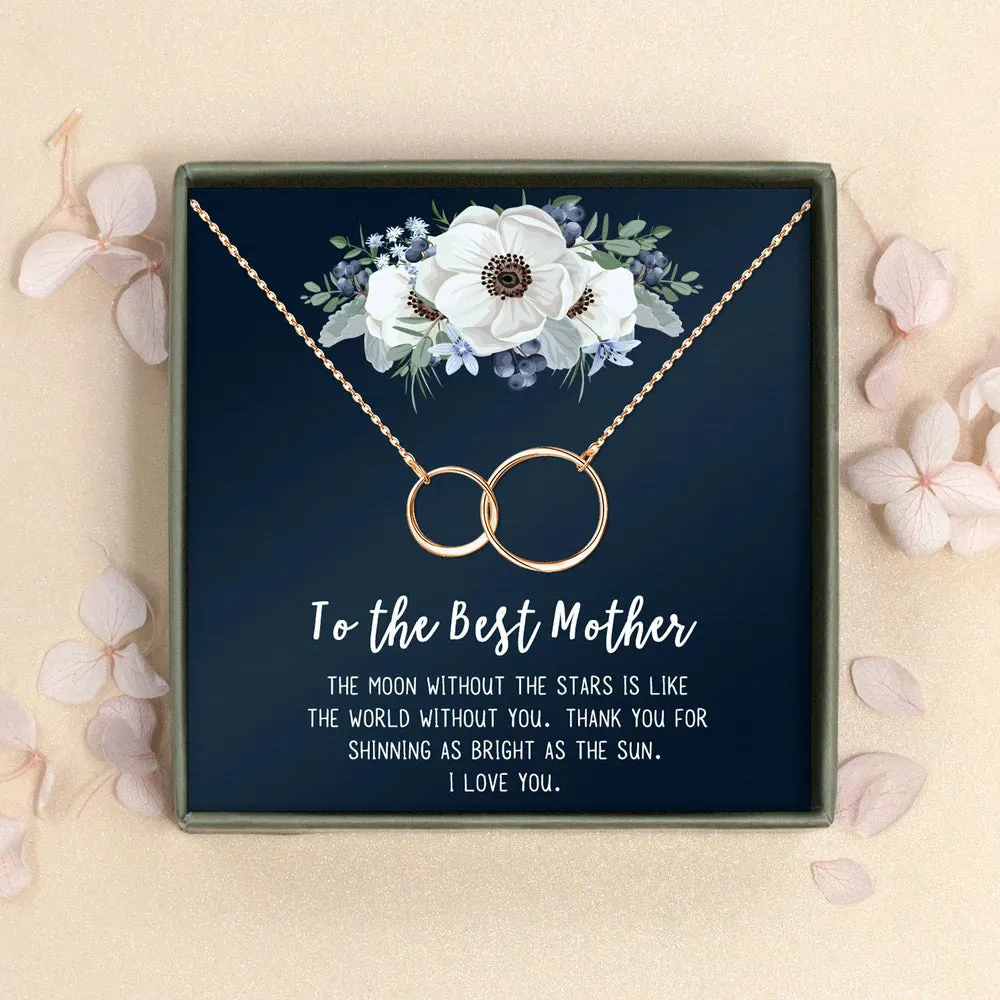 To The Best Mother Mother's Day Gift, Gift for Her, Gift for Her, Mother's Day Jewelry with Card, Card and Necklace Set for Mother's Day, Gift for Mom [Gold Cube, No-Personalized Card]