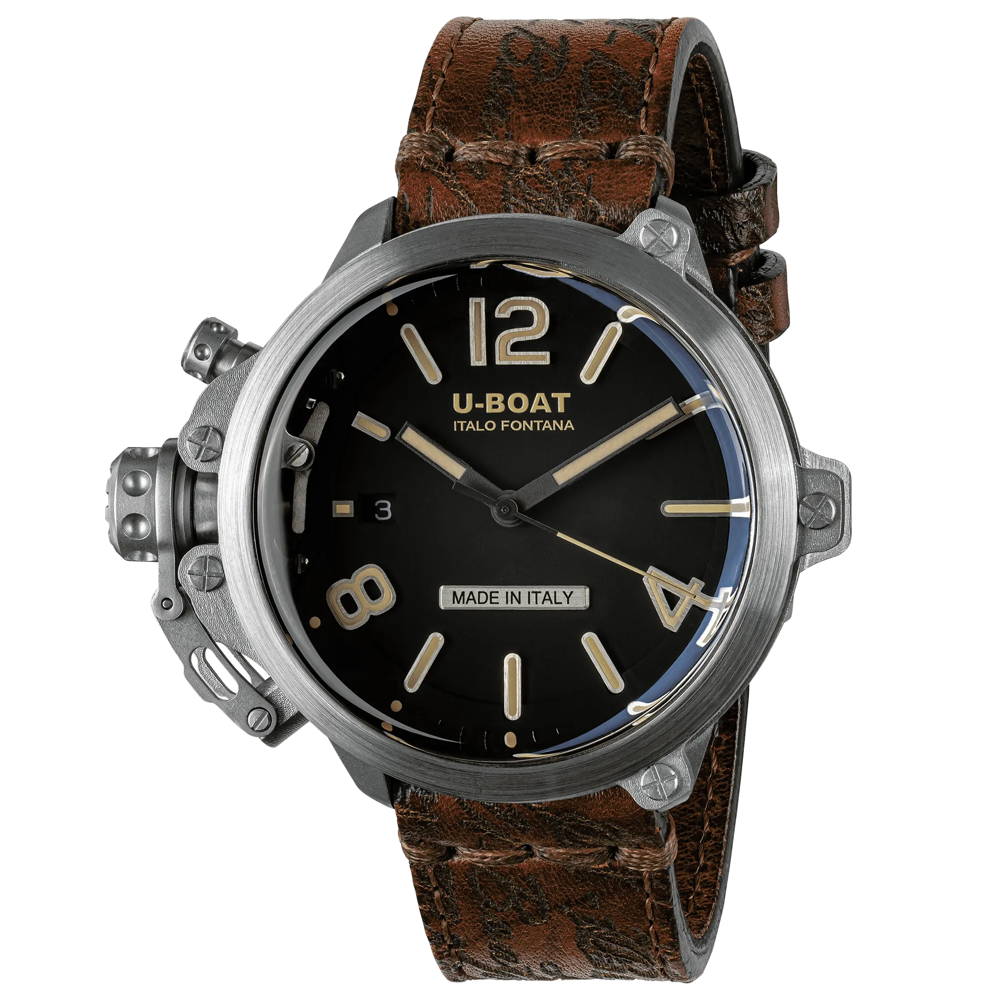 U-Boat Men's Watch Capsule 45mm Limited Edition Black Brown 8809