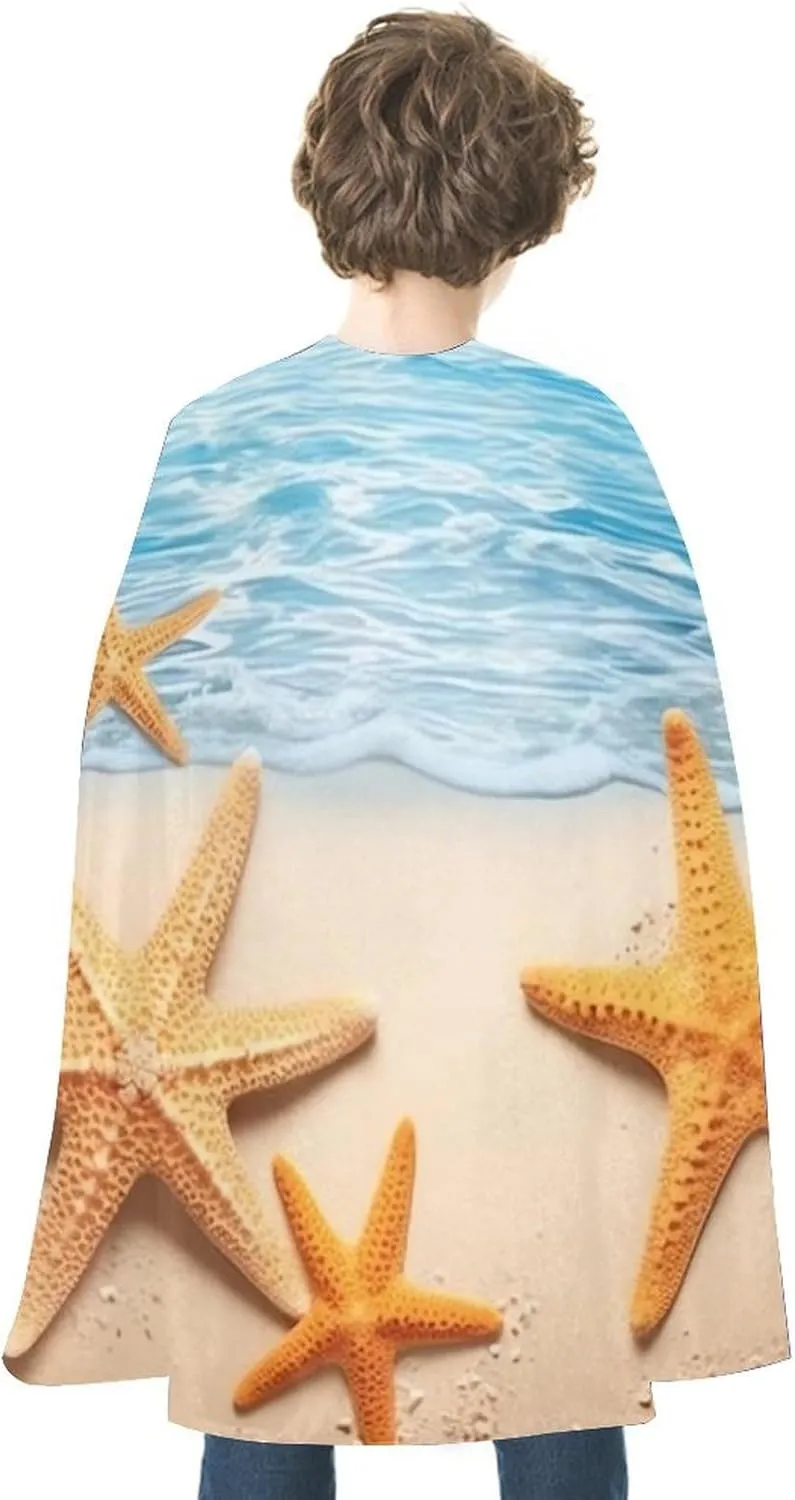 Unisex Halloween Cloak Reversible Vampire Cape Lightweight Comfortable Halloween Witch Cape Cloak 3D Beautiful Maritime Summer Starfish Cosplay Costumes for Women Men