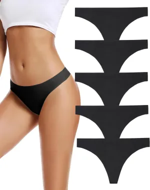 voenxe Seamless Women Underwear Thongs,No Show Ladies Thong,No Line Workout Breathable Comfortable Panties,Soft Undies,5-Pack