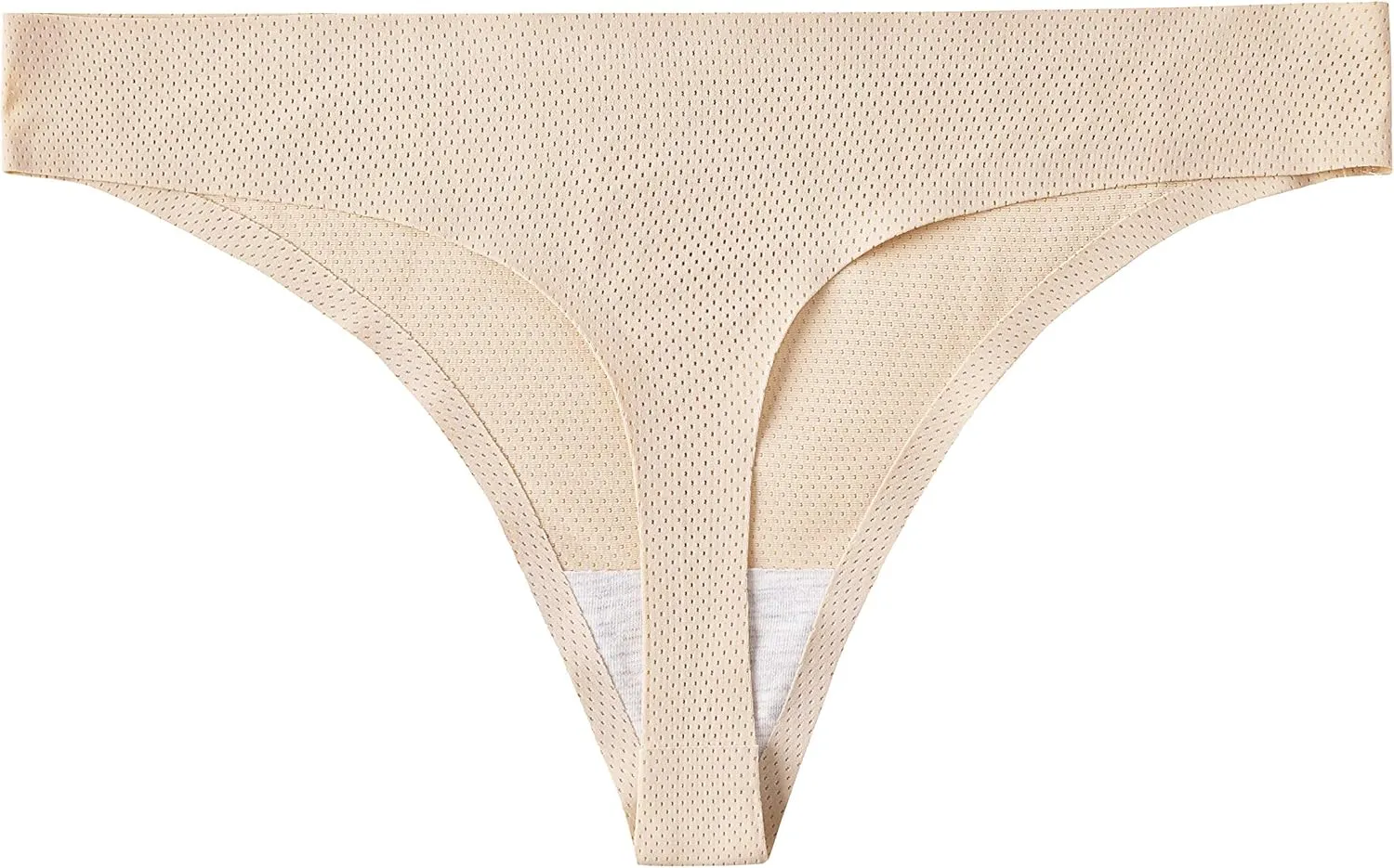 voenxe Seamless Women Underwear Thongs,No Show Ladies Thong,No Line Workout Breathable Comfortable Panties,Soft Undies,5-Pack