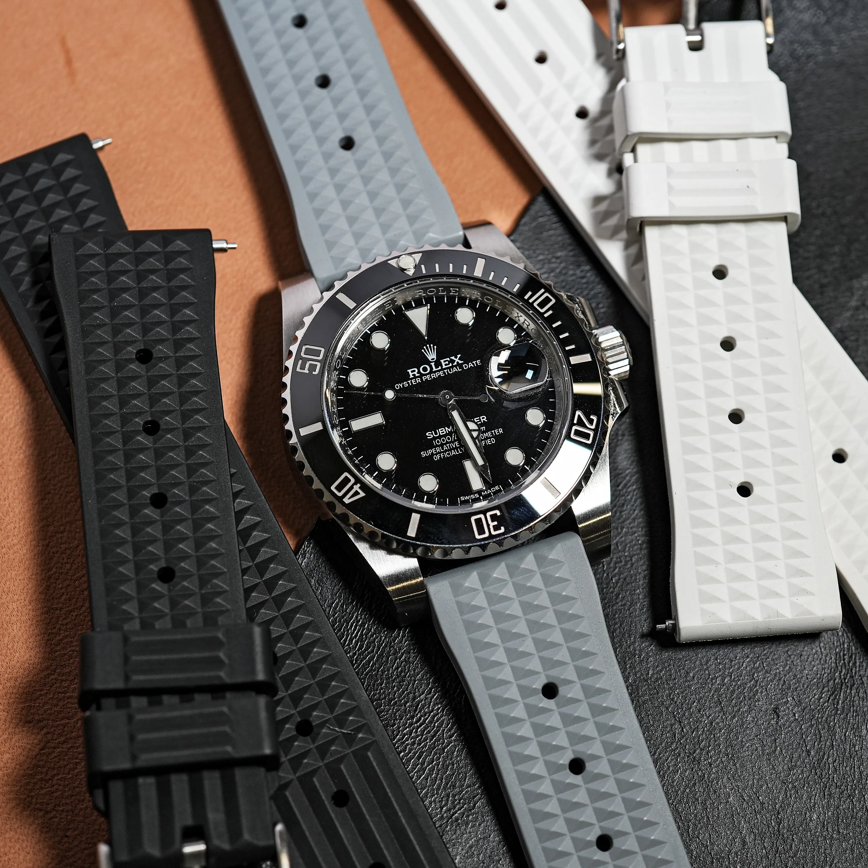 Waffle FKM Rubber Strap in Grey
