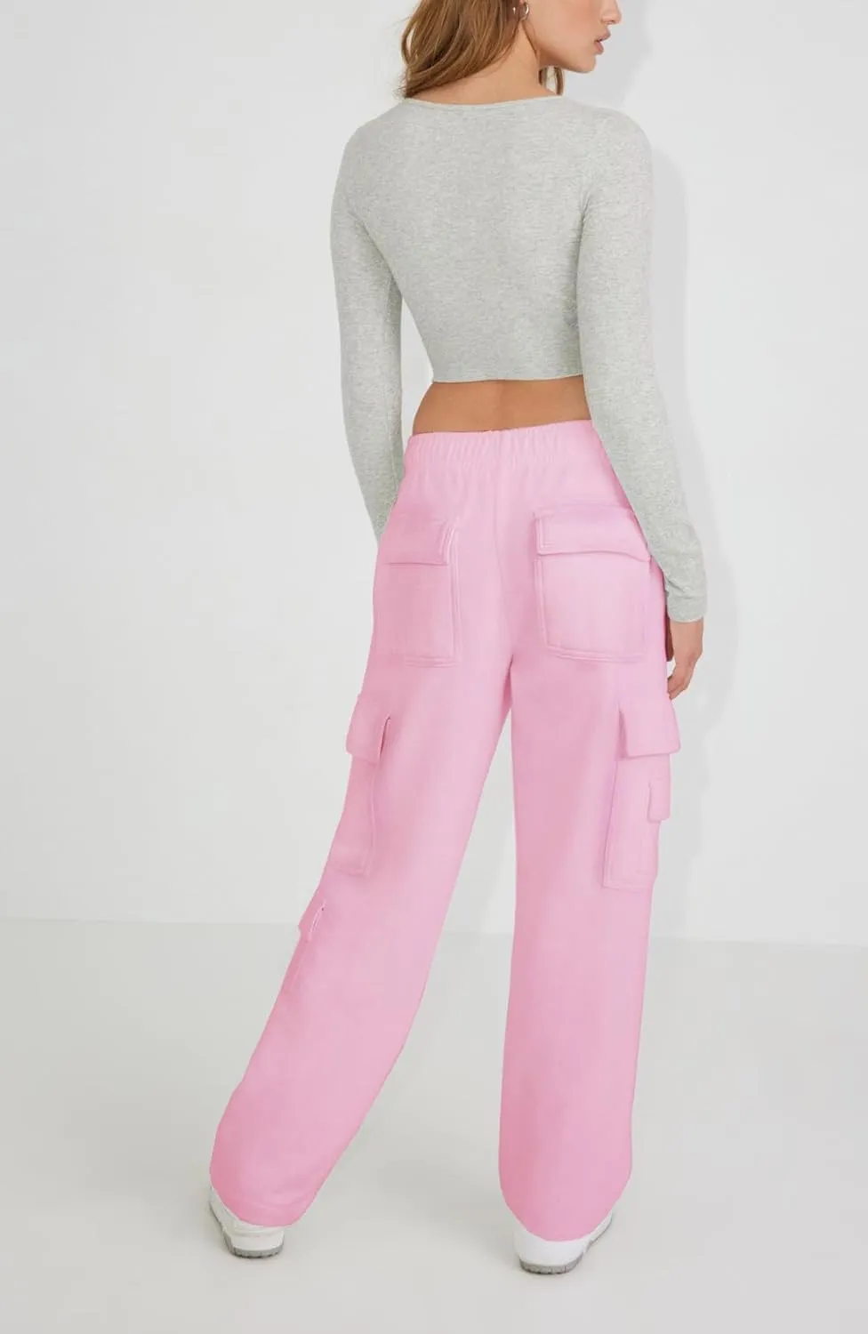 Waitfairy Wide Leg Sweatpants Women Cargo Pants Fleeece High Waisted Baggy Sweatpants for Women Casual Pants with 8 Pocketss