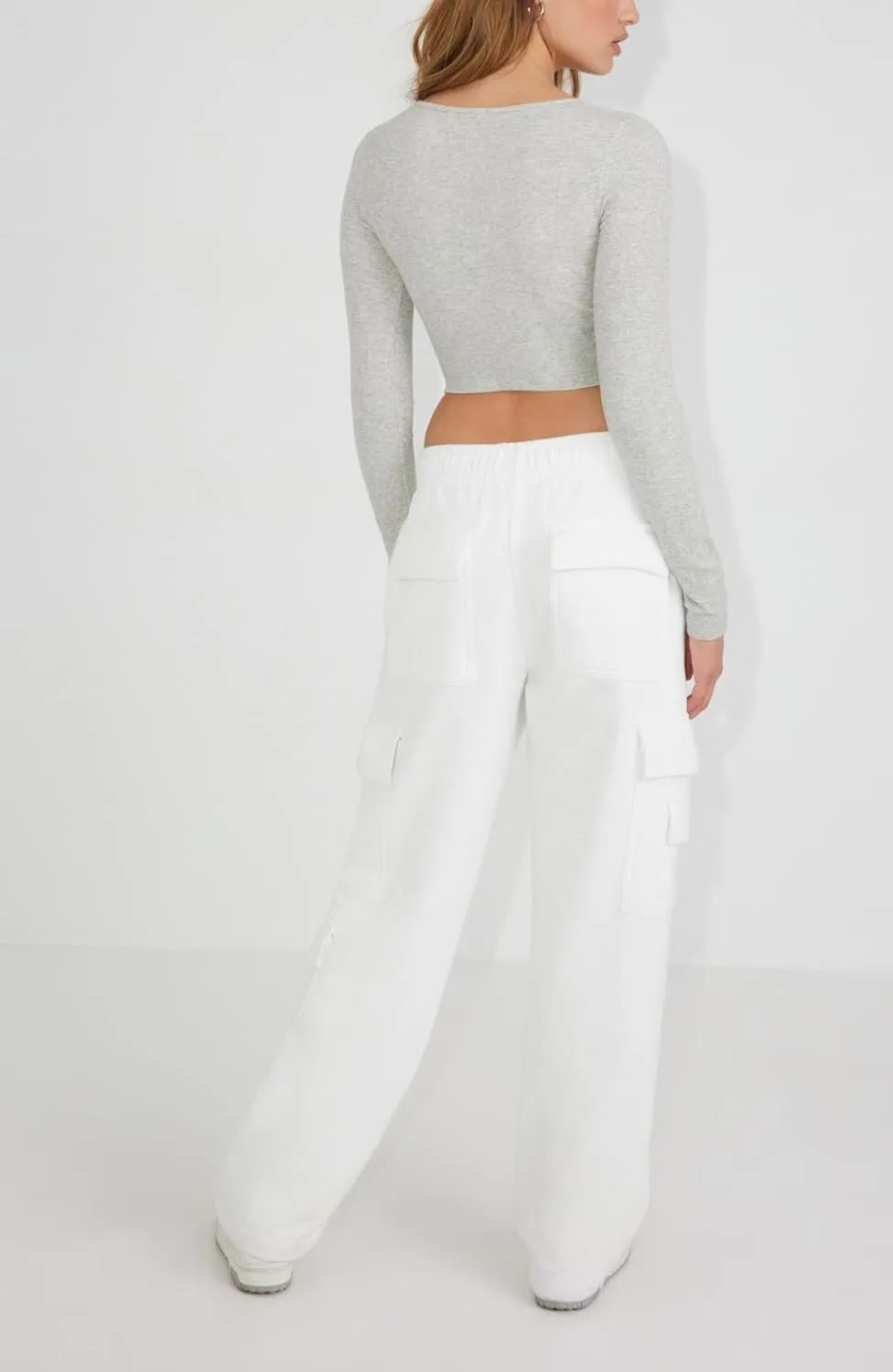 Waitfairy Wide Leg Sweatpants Women Cargo Pants Fleeece High Waisted Baggy Sweatpants for Women Casual Pants with 8 Pocketss