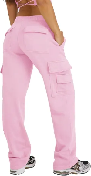 Waitfairy Wide Leg Sweatpants Women Cargo Pants Fleeece High Waisted Baggy Sweatpants for Women Casual Pants with 8 Pocketss