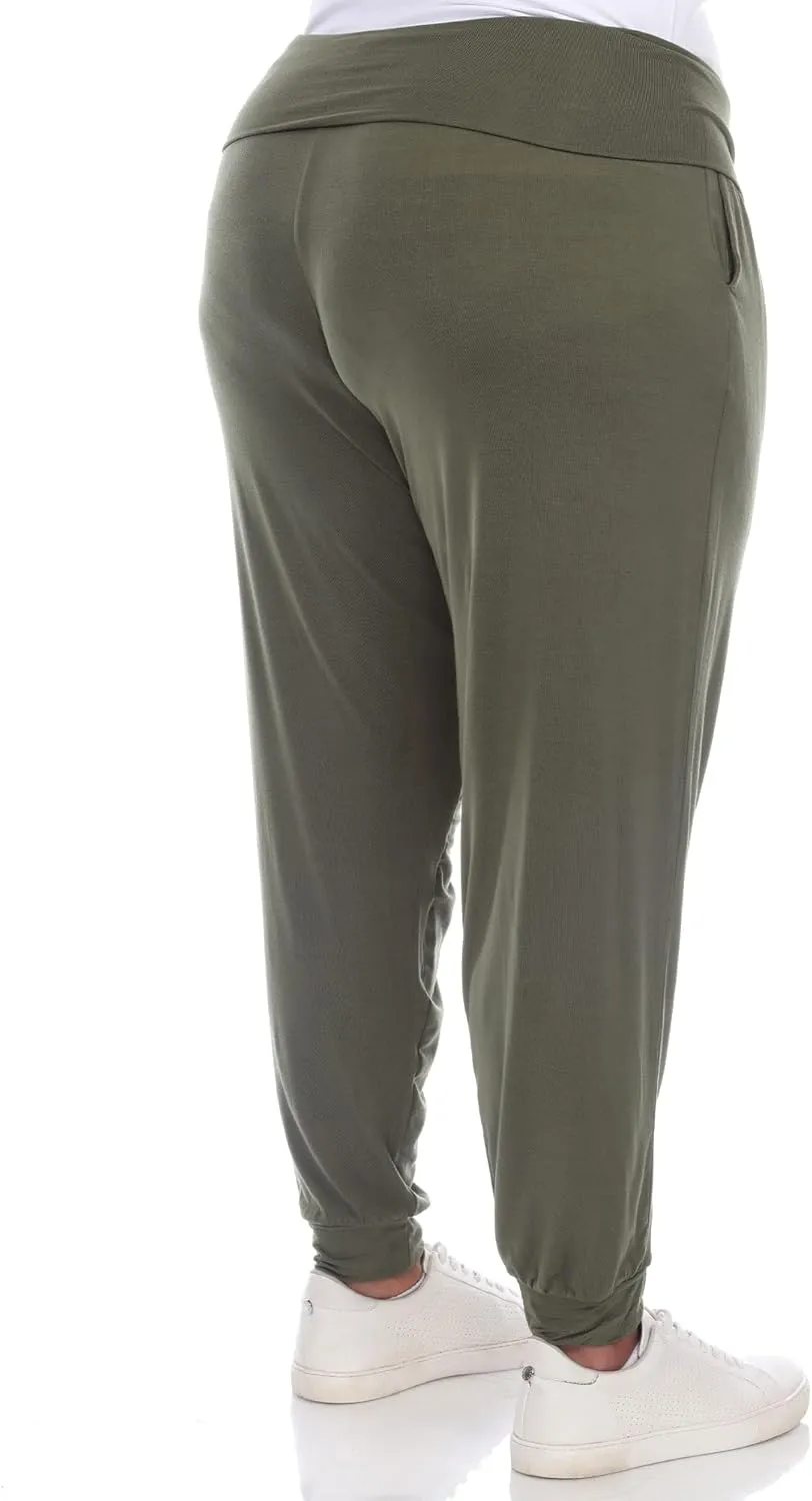 white mark Women's 2-PC Pack Harem Jogger Aladdin Elephant Pants with Pockets Relaxed High Waist Yoga Lounge Pants
