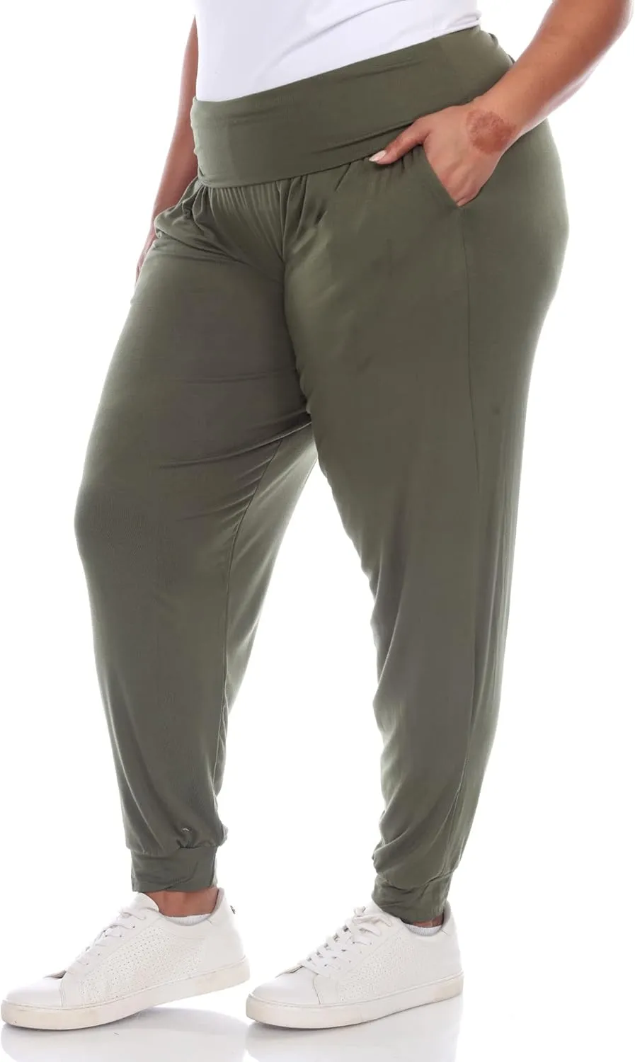 white mark Women's 2-PC Pack Harem Jogger Aladdin Elephant Pants with Pockets Relaxed High Waist Yoga Lounge Pants