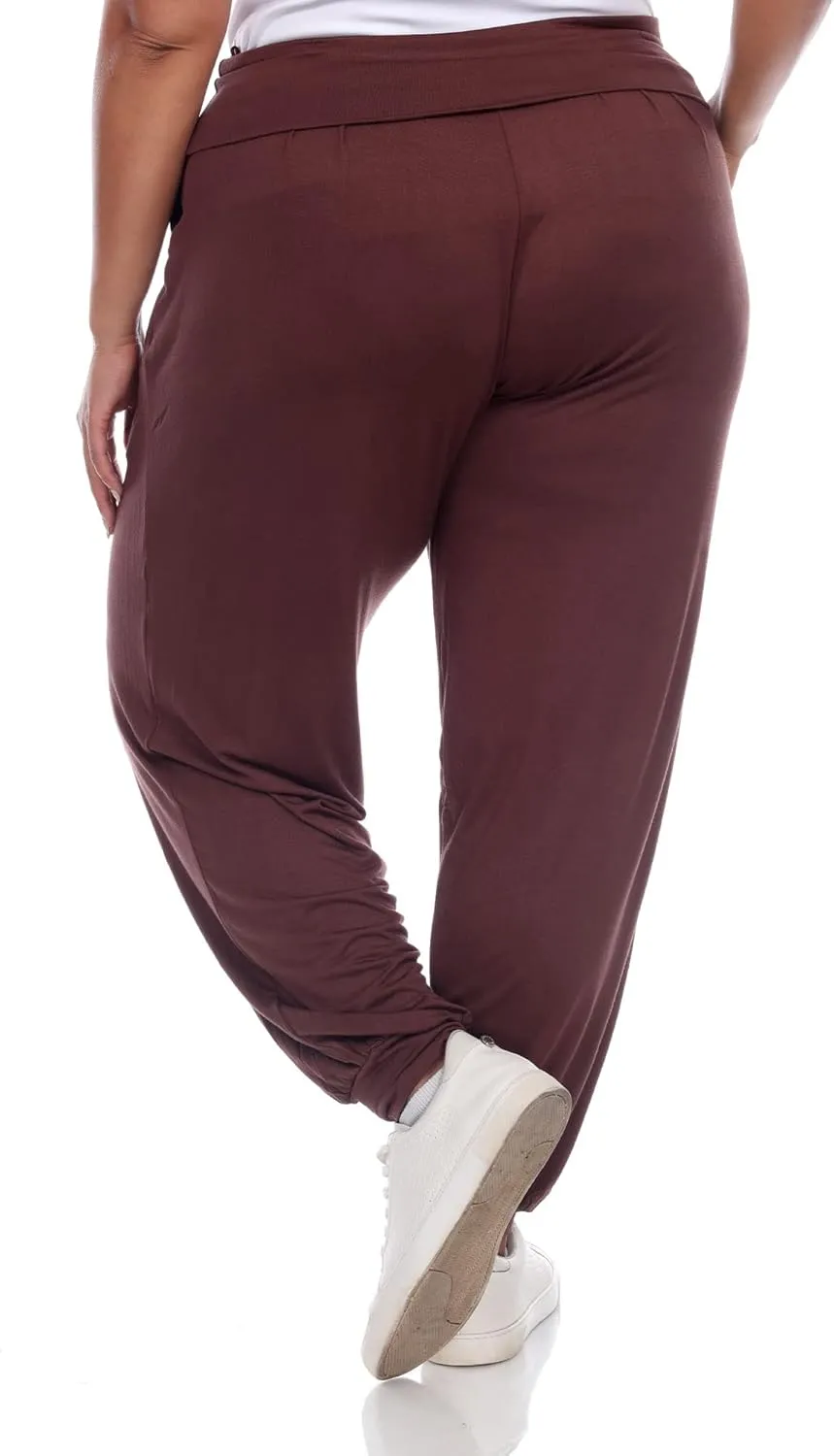 white mark Women's 2-PC Pack Harem Jogger Aladdin Elephant Pants with Pockets Relaxed High Waist Yoga Lounge Pants