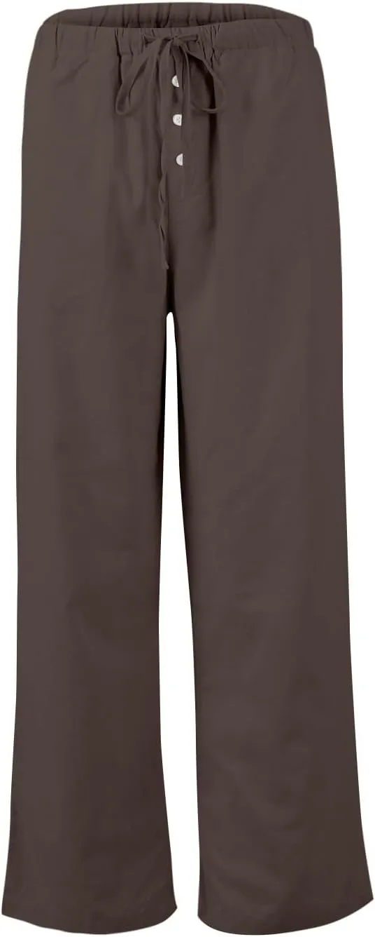 Wide Leg Linen Pants for Women Casual Summer Drawstring Waist Palazzo Pants with Pockets Beach Cover Up Trousers