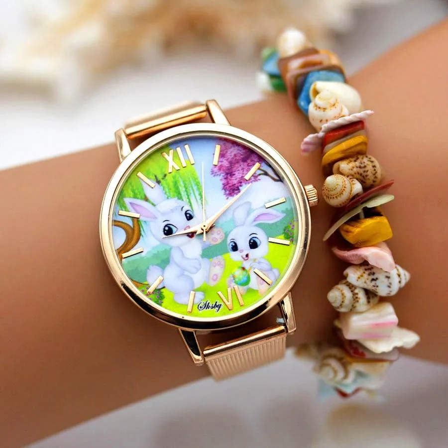 Women Dress Colourful Floral Dial Quartz Wrist Watches