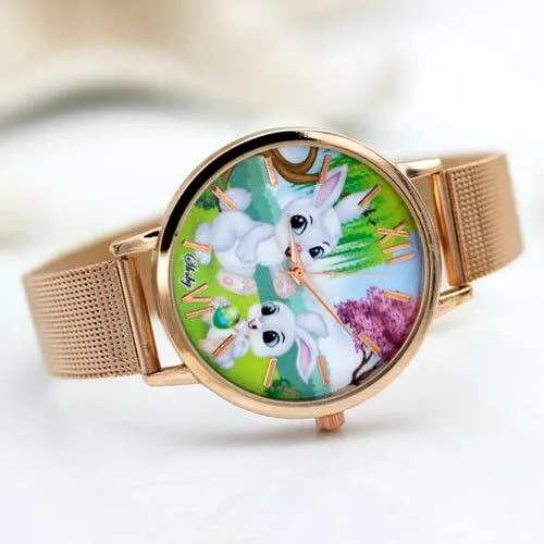 Women Dress Colourful Floral Dial Quartz Wrist Watches