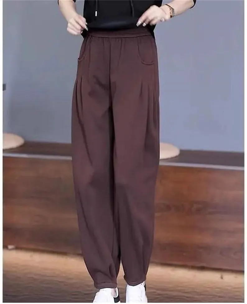 Women High Waist Slimming Pear-Shaped Figure Leggings Casual Harem Pants